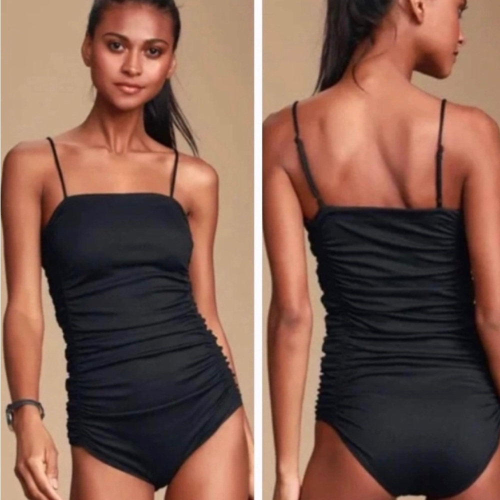 NWT Free People intimates white ribbed ruched square neck bodysuit. Size XS